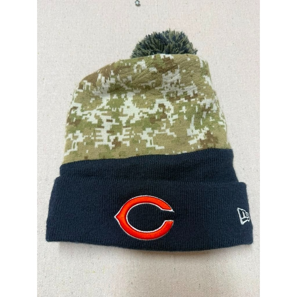 New Era Chicago Bears NFL Salute to Service Camo Pom Beanie Hat One Size [A53]
